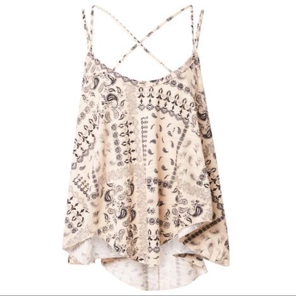 FREE PEOPLE BOHO TANK TOP FLOWY SLEEVELESS CAMI TEE BOHEMIAN FESTIVAL PRINT A2C - Picture 8 of 16